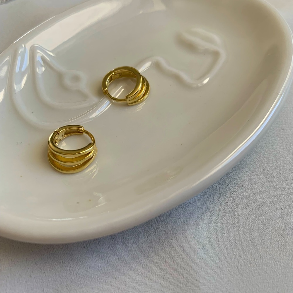 Layered Gold Tiered Hoops